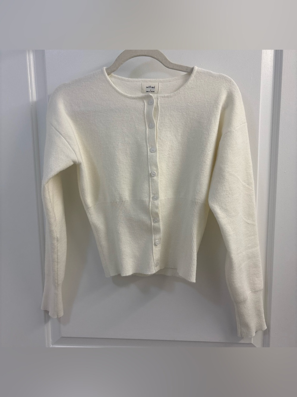 Wilfred Cream Button-Up Cropped Cardigan